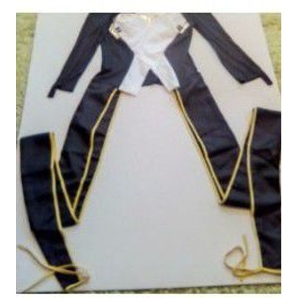 Anime Cosplay Bodysuit and Stirrup Leggings Set Black White Gold Size XS unisex